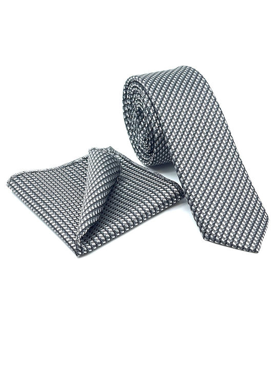 Legend Accessories Τυπου Micro Herren Krawatten Set Gedruckt in Gray Farbe