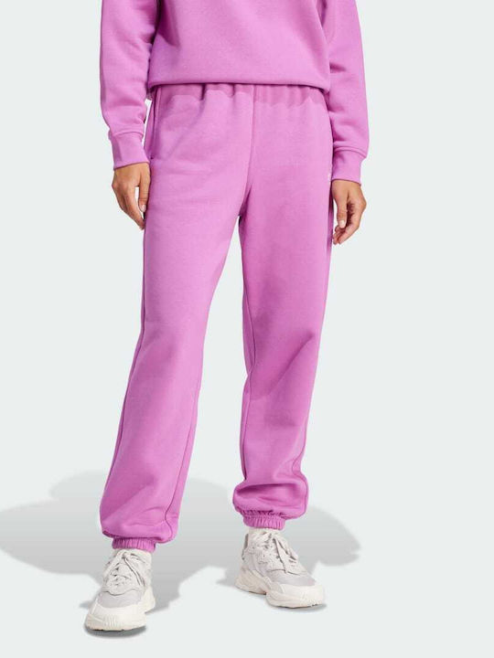 Adidas Pantaloni de trening pentru femei cu cauciuc Violet Fleece