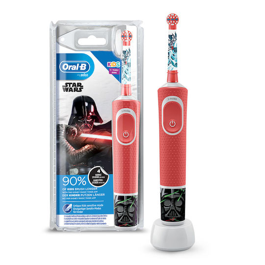 Oral-B Star Wars Periuță de Dinți Electrică pentru Copii cu Cronometru pentru 3+ Ani Roșie-Neagră
