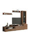 Wohnzimmer TV-Einheit N28 Walnut mit Vitrine L225xB45xH48cm
