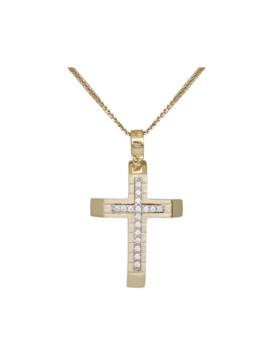 Damen Gold Kreuz 14K mit Kette