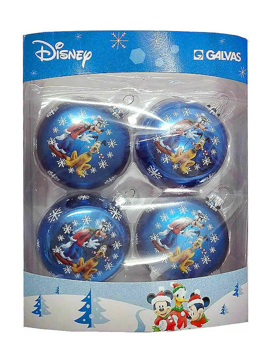 Disney Mickey Weihnachtshänger Kugel Ornament Blau 7.5cm Set 4Stück