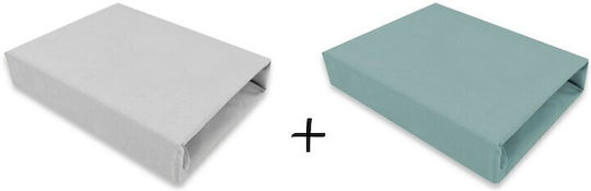 Qmini Set de cearșafuri pentru bebeluși Pentru Cradle Bumbac Potrivit Grey / Dark Mint 2buc 40x90buc
