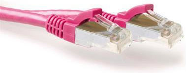 Intronics S/FTP Cat.6a (Gigabit) Καλώδιο Δικτύου Ethernet 1m Ροζ