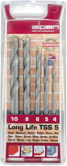 Alpen Drills Set of 5 Diamond Drills Carbide with Cylindrical Shank for Metal