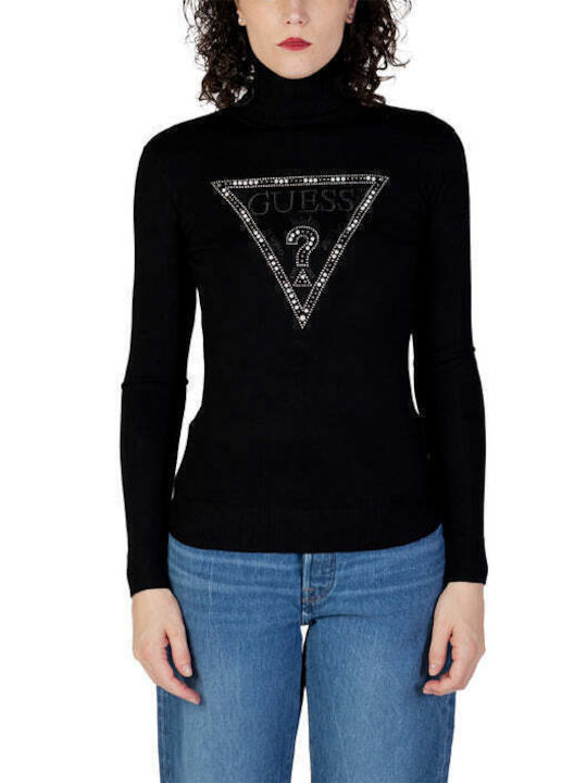 Guess Long-sleeved Women's Pullover Turtleneck Black