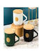 Cană Ceramică cu Capac Neagră 370ml 1buc