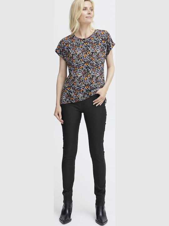 Women's Fabric Trousers Slim Fit Black.