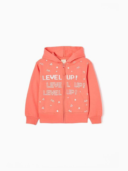 Zippy Kids Sweatshirt Cardigan with Hood coral