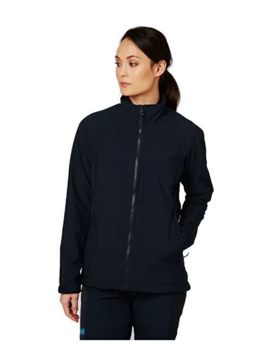 Women's for Hiking Short Sports Softshell Jacket Waterproof and Windproof for Winter Navy Blue
