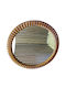 Epiplo-Fos Wall Mirror with Brown Wooden Frame Diameter 65cm 1pcs