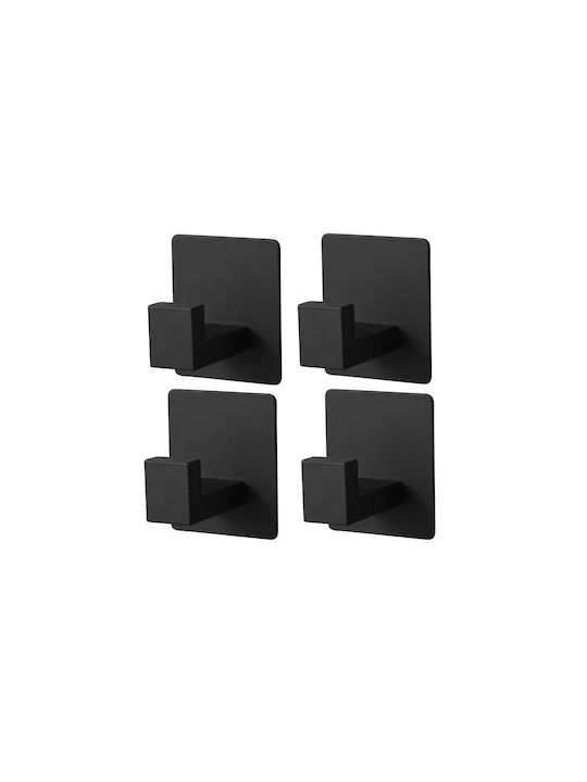 Aria Trade Wall-Mounted Bathroom Hook with 4 Positions Black