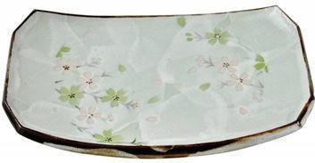 Cosmos Plate Shallow Ceramic Green with Diameter 18.5cm