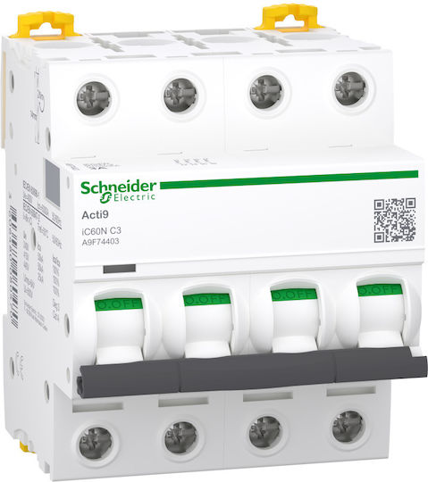 Schneider Electric Automatischer Schutzschalter 3A Vierpolig AC A9F74403