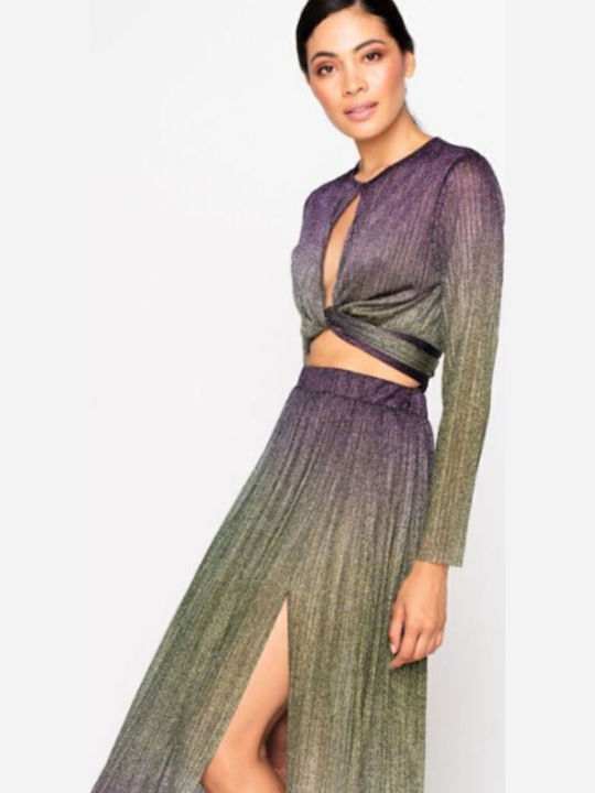 Hoch tailliert Maxi Rock Polka Dot Lila