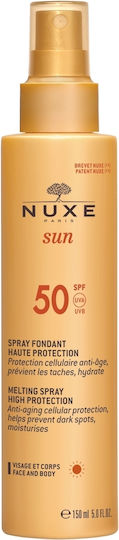 Nuxe Sun Melting Αδιάβροχη Αντηλιακή Κρέμα Προσώπου & Σώματος SPF50 σε Spray 150ml