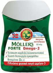 Moller's Forte Omega 3 Ulei de morun și Ulei de pește Potrivit pentru copii 10mg 60 capace