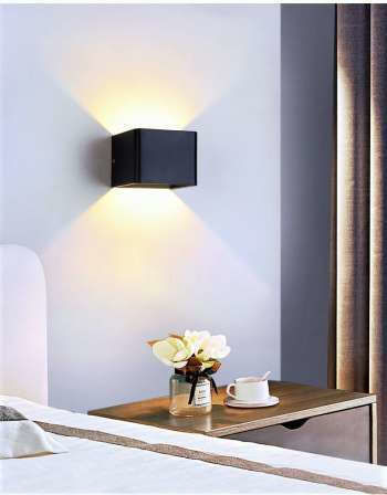 Atman Lamp Wall with Integrated LED and Warm White Light Black 10x10x8cm