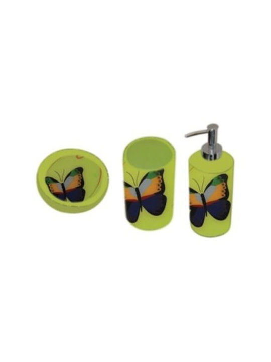 Eurocasa Eurocasa Plastic Green Bathroom Accessory Set 3 Pieces