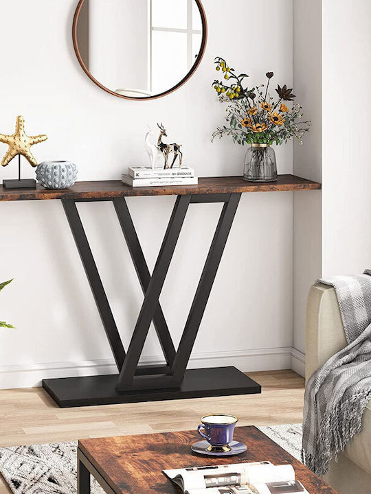 Wirmo Wooden Console Walnut Black L110xW30xH80cm