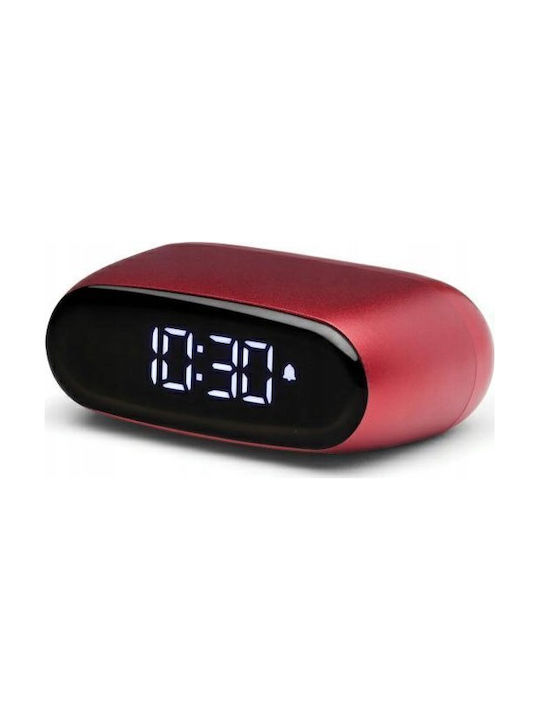 Lexon Tischuhr mit Wecker Rot 94444DR