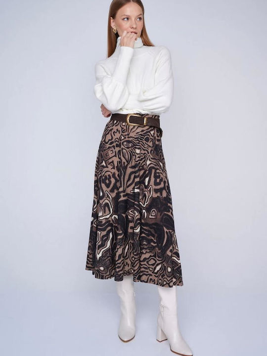 Ale - The Non Usual Casual Midi Skirt in Brown color