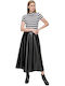 Leather Midi Skirt in Black color
