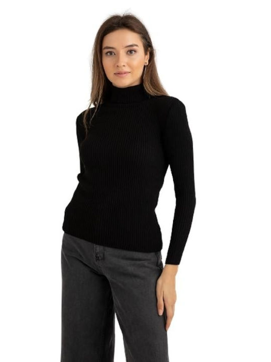 One Size Damen Pullover Rollkragen black