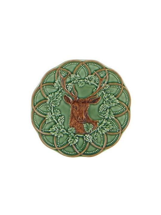 Bordallo Pinheiro Weihnachtlich Platte Keramik Grün D15.5cm.