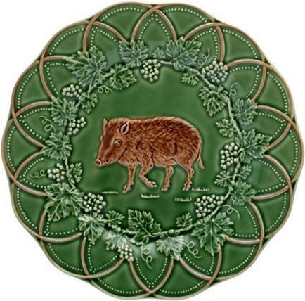 Bordallo Pinheiro Christmas Plate Ceramic Green L23.8xW23.8xD2.5cm.