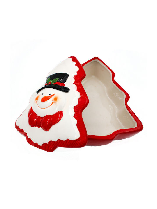 Ornament de Crăciun Borcan de prăjituri Ceramic Roșu M17xL15xD7.5cm 1buc