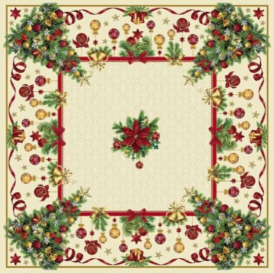 Vassiliadis Bros Gualter Lurex Christmas Tablecloth Fabric L240xW140cm.