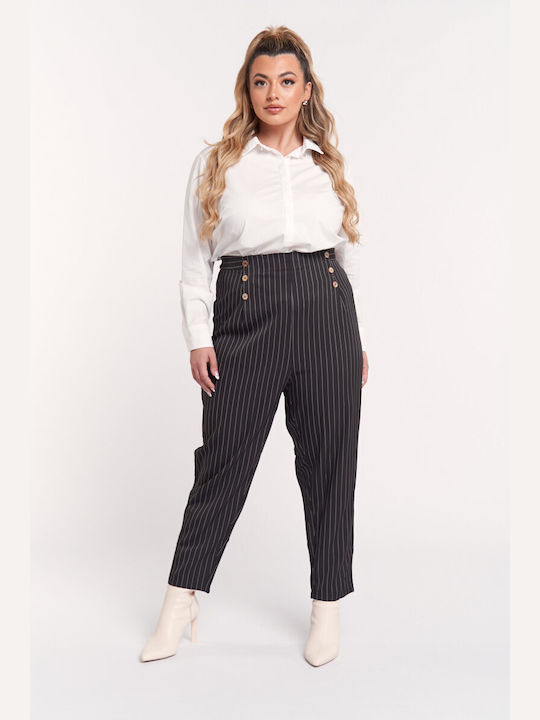 Comfort Women's Fabric Trousers Striped