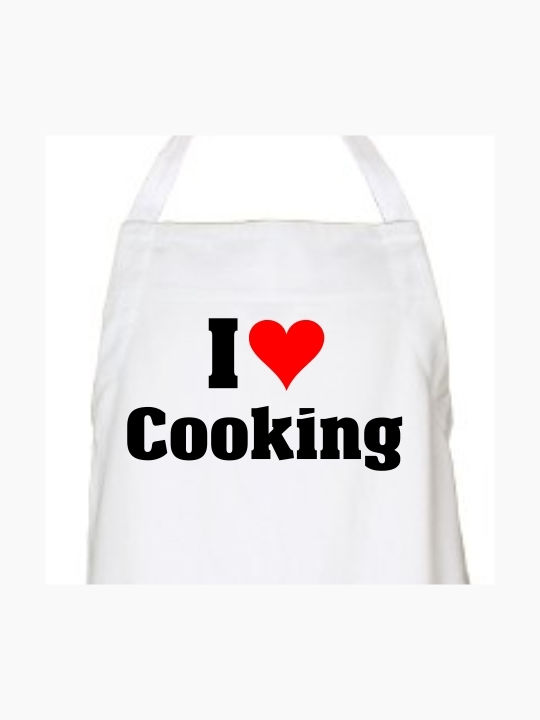 Kitchen apron I Love Cooking - White