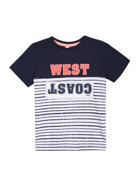Tricou pentru copii alb-albastru
