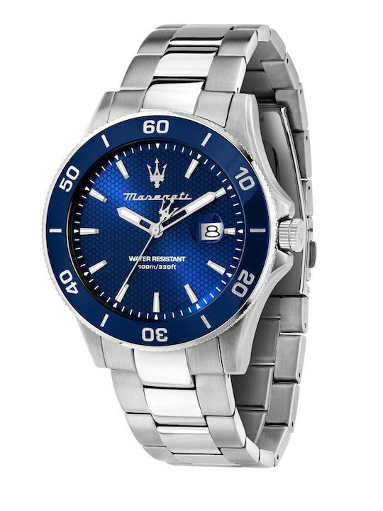 Maserati Competizione Men's Watch 43mm Chronograph Battery with Silver Metal Bracelet