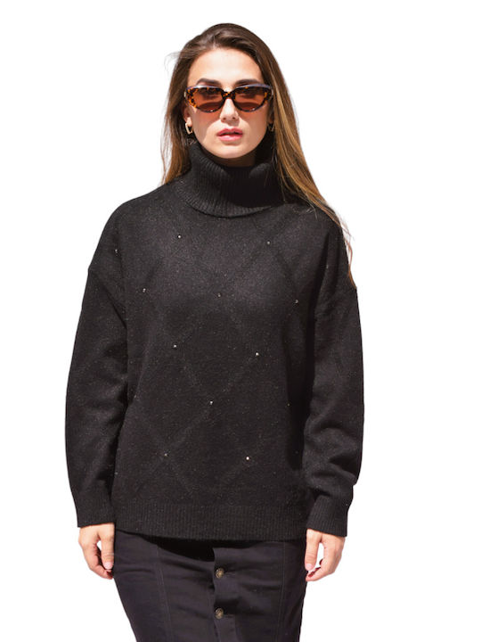 Zilan Women's Long Sleeve Sweater Turtleneck Black