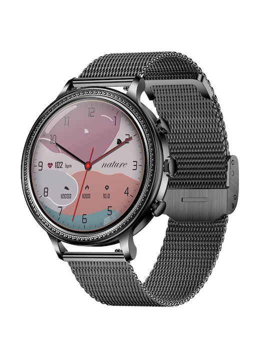 Microwear V60 Smartwatch με Παλμογράφο (Steel Black)