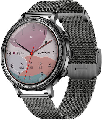 Microwear V60 Smartwatch με Παλμογράφο (Steel Black)