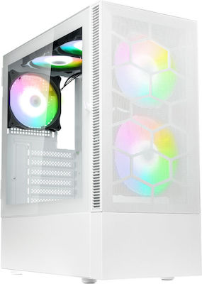 Kolink Observatory MX Mesh ARGB Gaming Midi Tower Computer Case with Window Panel White