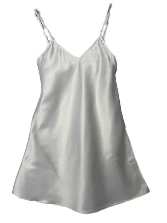 Topaki Winter Satin Women's Nightdress White