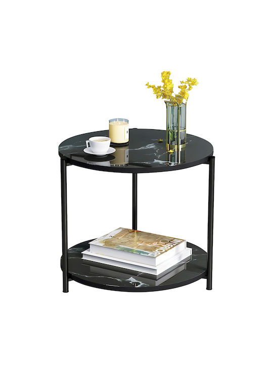 Algeti Round Wooden Side Table Black L40xW40xH43cm