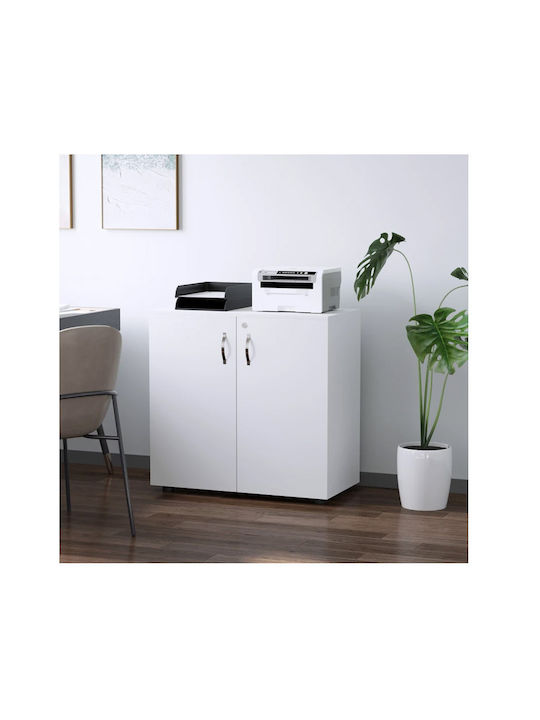 Kabinett Büro mit Rollen & Schloss White 80x40x80cm