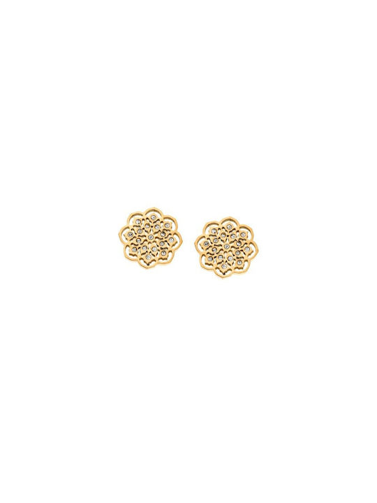 Senza Earrings Hoops made of Steel Gold Plated with Stones