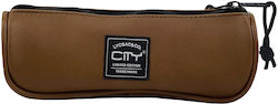 Lyc Sac City Eclair Leatherlike Pencil Case Barrel with 1 Compartment Brown