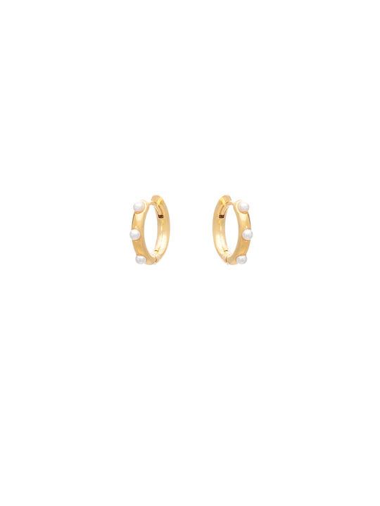 LifeLikes Earrings Hoops Gold Plated with Pearls