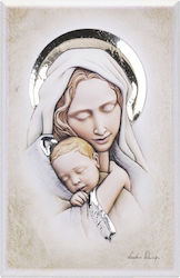 Tasoulis Jewellery Collection Wooden Saint Icon Virgin Mary Holding the Infant 13x20cm