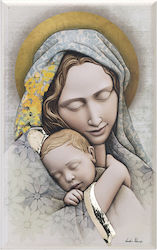 Tasoulis Jewellery Collection Wooden Saint Icon Virgin Mary Holding the Infant 18x29cm