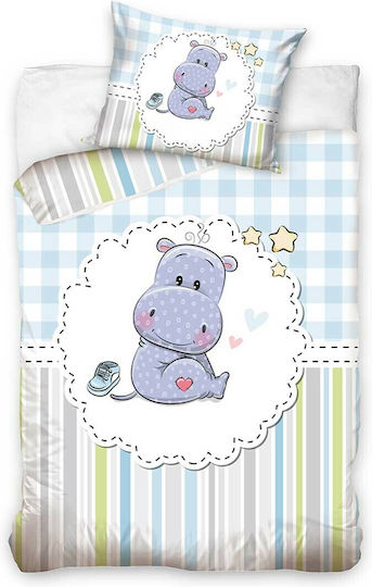 Baby Duvet Cover Set With Pillowcase Light Blue 100x135cm
