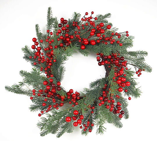 Atmosphera Christmas Decorative Wreath with Diameter 56cm Fir Red